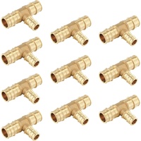 (Pack of 10)  Pex A Full Flow Expansion Brass Fittings 3/4"x 3/4"x 1/2" Reducing Tee ONLY For Pex-A Tubing Connection, ASTM F1960,(PEX1960120)