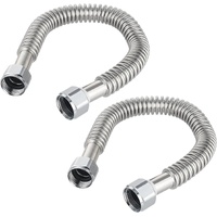 (Pack of 2)  24-inch 1" FIP X 1" FIP Flexible Stainless Steel Corrugated Hose Connector for Water Heater, Water Softener,(HOSE042)