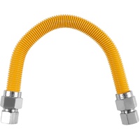 18-inch Flexible Gas Hose Connector, 1" OD 3/4" FIP x 3/4" FIP, Yellow Coated Stainless Steel, for Tankless Water Heater, Gas Appliance Supply Line(HO