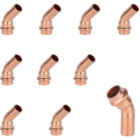 (Pack of 10)  1/2" x 1/2" Copper Press Fit 45 Degree Street Elbow Fittings For Copper Tube Connection (1/2-inch),(PRESS037)