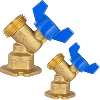 (Pack of 2) 1/2 in. FIP Inlet x 3/4 in. MHT Outlet, 1/4 Turn Sillcock Hose Bibb, Cast Brass Made,(SILLCOCK059-2PCS)