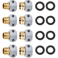 (4 Sets) Garden Hose Repair Connector Fitting, Aluminum Female and Male With Zinc Clamp Water Hose End Repair Connector Fit 3/4 Inch or 5/8 Inch Garde