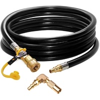 12ft RV Propane Quick Connect Hose with Elbow Conversion Fitting for Blackstone 17inch and 22inch Table Top Griddle - 1/4 inch Safety Shutoff Valve & 