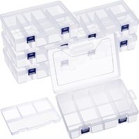 6 Pack Fishing Tackle Box Organizer Storage Clear Fishing Box with Movable Tray Plastic Waterproof Compartment Organizer for Lure Container Craft Bead