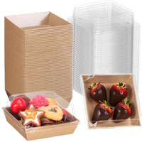 100Pack 4x4x2.5 Inches Charcuterie Boxes with Clear Lids - Bakery, Chocolate Covered Strawberries, Cupcake, Pie, Treat, Macaron Boxes for Christmas, V