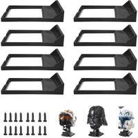 8 Pcs Black Wall Mount Display Stand Fits Lego Helmet, Wall Mount Display Shelf, Compatible with All Standard Lego Helmets, Boba Fett 75277/Tie Fighte