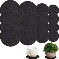 16 Pieces Black Plant Coasters 4 Sizes Felt Cork Plant Reversible Round 4/6/ 8/10 Inch Fabric Cork Trivets Pads for Drinks Absorbent Waterproof Tray P