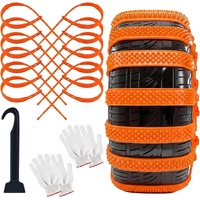 12 Pcs Heavy Duty Anti Skid Snow Tire Chains, Nylon Winter Snow Tracks with 2 Gloves and 1 Hook, Universal Emergency Car Tire Grip Straps Reusable Non