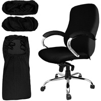 3 Pcs Computer Office Chair Cover Universal Rotating Chair Slipcovers Protector Removable Washable Office Armrest Covers with Zipper for High Back Sea
