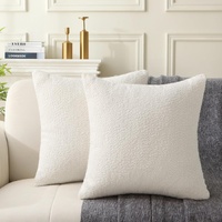 18" x 18" Decorative Throw Pillow with Inserts, Set of 2 Soft Textured Boucle Throw Pillows, Square Boho Pillow for Couch, Bed, Sofa Decor (White, 18"