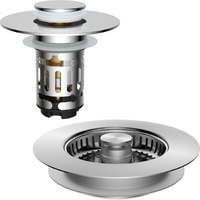 Upgraded 3 in 1 Bathroom and Kitchen Sink Drain Strainer