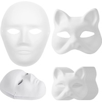 14-Pack Paper Mache Masks (2 Sizes) & 16-Pack Cat Mask White Blank for Party, Cosplay, Artistic Projects, Theater, Halloween, Masquerade Parties, Clas