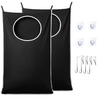 2 Pack XL Hanging Laundry Hamper, Extra Large Tear-Resistant Door Organizer with 2 Hook Types, Space-Saving Laundry Bag (36.5" x 22", Black)