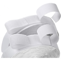16 Feet Length 0.75 Inches Width Hook and Loop with Strong Self Adhesive Interlocking Strip, Mounting Tape Heavy Duty Adhesion Fastener (White)