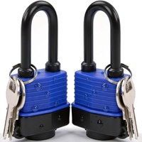  Heavy-Duty 44mm 1.75" Out-Door Padlock Keyed-Alike, Water-Resistant Cover, Steel Lock with Same-Key, Extra-Long-Shackle Anti-Rust, Brass Cylinder for
