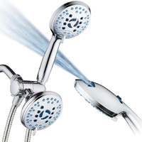 AquaCare As-Seen-On-TV High Pressure 48-setting Rain & Handheld 3-way Shower Head Combo - Anti-clog Nozzles/Tub, Tile & Pet Power Wash/Extra Long 6 ft