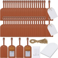 48 Sets Leather Luggage Tags Bulk Wedding Favors for Guests Bridal Gifts Shower Gift PU with Name ID Card Tag Brown