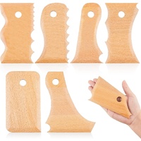 7 pcs Big Size Pottery Foot Shaper Tools Trimming Ceramics Profile Rib Bundle for Carving Clay Molds Ceramics, Beech Wood