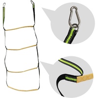 4 Step Boat Rope Ladder, Green and Yellow, Nylon Stainless Steel, 400 lb Load Capacity