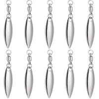 10 Pack Spinner Blades with Ball Bearing Swivels Tail Spinnerbait Lure Making Supplies Bass Lures Soft #3.5 Willow Blades, Silver, 10pcs