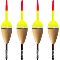 4-Pack Fishing Bobbers Floats, Buoyant Balsa Wood Body Spring Floats and Bobbers, Oval Bobber for Crappie Bluegill Trout Bass Panfish Catfish Walleye 