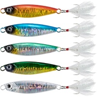 5-Pack Fishing Jigging Spoons Metal Casting Jigs with Treble Hooks Freshwater Saltwater Surf Trolling Lures Vertical Diamond for Bass Bluefish Walleye