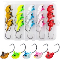 15-Pack Swimbait Jig Heads Kit, Saltwater Fishing Flat Jigs with 3D Eyes High Carbon Steel jig Head Hooks for Surf Trolling Pompano Flounder Bass Stri