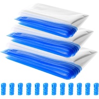12 reusable roll-up compression bags, space-saving small medium large vacuum storage bags for clothes, bedding, suitcases, packaging, no pump needed (