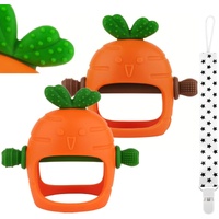 Store Baby Teething Toys Baby Mitten Teether 2 Pack for Babies 0-24 Months Carrot Glove Teethers Teething Relief Sore Gums Baby Toys for Infants