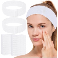 200 Count Disposable Spa Facial Headbands with Convenient Closure,White Stretch Facial Headwraps Soft for Facials Skincare Spa
