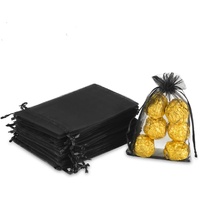 100PCS 4x6" (10x15cm) Sheer Drawstring Gift Bags, Black Organza Wedding Party Favour Pouches Jewellery Christmas Festival Gift Bags