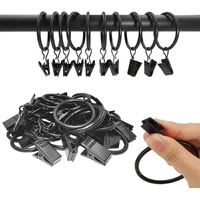 18 Pcs Curtain Rings with Clips, Drapes Rings 1.26 inch, Rustproof Metal Curtain Rings for Holding Curtains Rod Set and Drapes