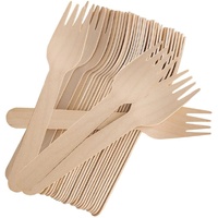 100 PCS Disposable Wooden Forks, 6.7 Inch, Polished Wooden Cutlery, Eco-Friendly, Biodegradable, Perfect for Parties, Weddings, Camping, Dinner Events