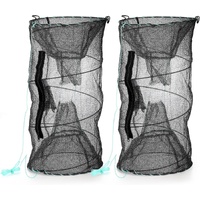 Set of 2 Fishing Bait Trap, Crab Trap Minnow Trap, Crawfish Trap, Collapsible Cast Net, Foldable Fishing Net Trap, Lobster Trap, Portable Folded Fishi