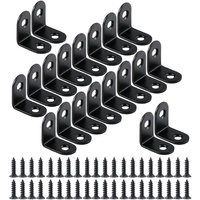 20PCS Small L Brackets, Black Iron Corner Mount Brackets with 40 Screws, Rust Resistant, Easy to Install, Multi-Purpose