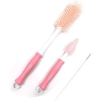 Baby Bottle Cleaner Set with Silicone Brush,Bottle Washer Compatible, Cleaning Kit Breast Pump Cleaning Brush Set 3 in 1 Cleaning Brush Set (Pink)