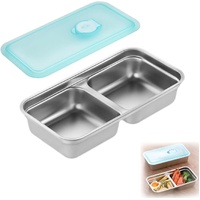 Grab and Go Snack Containers – Reusable Stainless Steel Double Compartment Containers with Lids, Stainless Steel Snack Containers, Snacks Dips for Sna