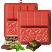 2 Pcs Chocolate Bar Mold, Non-Stick Chocolate Silicone Molds, Deep Chocolate Bar Candy Molds for Filling, DIY Dubai Pistachio Chocolate Thick Mold for