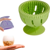 Silicone Egg Brush Cleaner with Suction Cup, Premium Fresh Egg Washer and Brush for Easy Cleaning of Farm-Fresh Eggs (Green)
