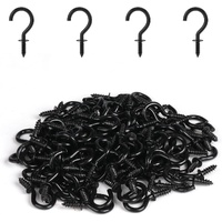 1/2 Inch Small Screw Hooks,  100 Pcs Black Mini Screw in Jewelry Hooks Tiny Metal Screw Wood Ceiling Wall Hooks for Jewelries Crafts Keys Caps Plants 