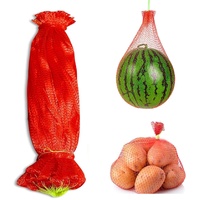 100Pcs Resuable Nylon Mesh Bags,Red Hanging Watermelon Net Bag,13.8"L Thicker Reusable Fruit Net Bag for Hanging Watermelon,Honeydew Melon,Vegetables,