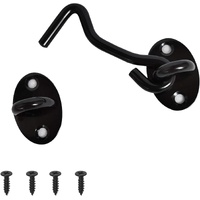 3-inch Heavy Duty Hook and Eye Latch - 1x Barn Door Lock, 4X Mounting Screws - Stainless Steel Hooks for Door, Windows, Sheds, Fences, Gates, Closets,