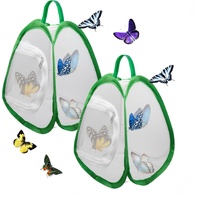2 Pack Mini Butterfly Habitat Cage- 23 x 25.5 x 21CM, Butterfly Net, Collapsible Insect Mesh Cage- Portable Butterfly Net Habitat with Zipper for Tran
