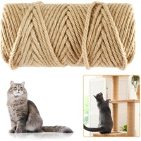 50M Sisal Rope for Cat Scratchers, Cat Scratching Sisal Rope 6mm Natural Jute Hemp Rope, Ideal for Replace Scratching Post, Repair Cat Tree, DIY Proje