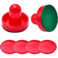 Mini Air Hockey Set - 2 Red Pushers and 4 Red Pucks (60mm) - Great Goal Handles and Paddles Replacement Accessories