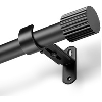 Curtain Rods for Windows 16 to 48 Inch, Rod Max Adjustable Length of 60 in, 1" Diameter Drapery with Cylindrical Finials, Black 1 Pack 16" 48"