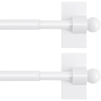 2 PACK Magnetic Curtain Rods for Metal Doors, 16 to 28 Inch, 1/2 Inch Diameter, Multi-Use Adjustable Appliances French Doors Cafe Rod(White) White 16-
