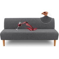 100% Waterproof Armless Futon Cover, Sofa Cover Stretch Jacquard Couch for Futon, Dual Leakproof Furniture Protector Pets, Grey -