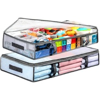 2 Pack Under Bed Storage Containers Bins, Humid-Proof Plastic Underbed Clothes and Organization Bags, the Blanket with Handles for Clothes, Bedroom - 