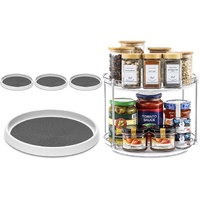 1 Pack 2 Tier Acrylic Clear Lazy Susan, 9.25inch + 4 Pcak 12inch Plastic Susan -